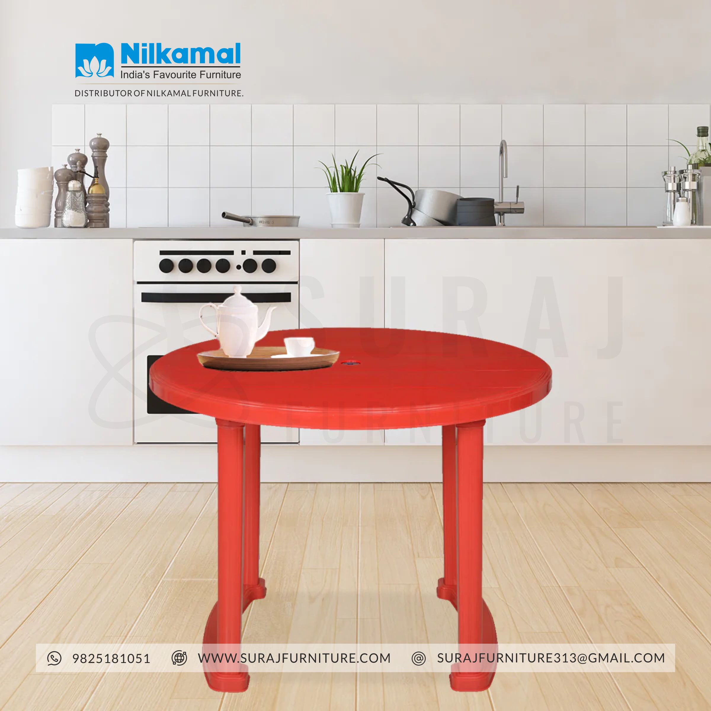 Meridian Dinning Table Bright Red