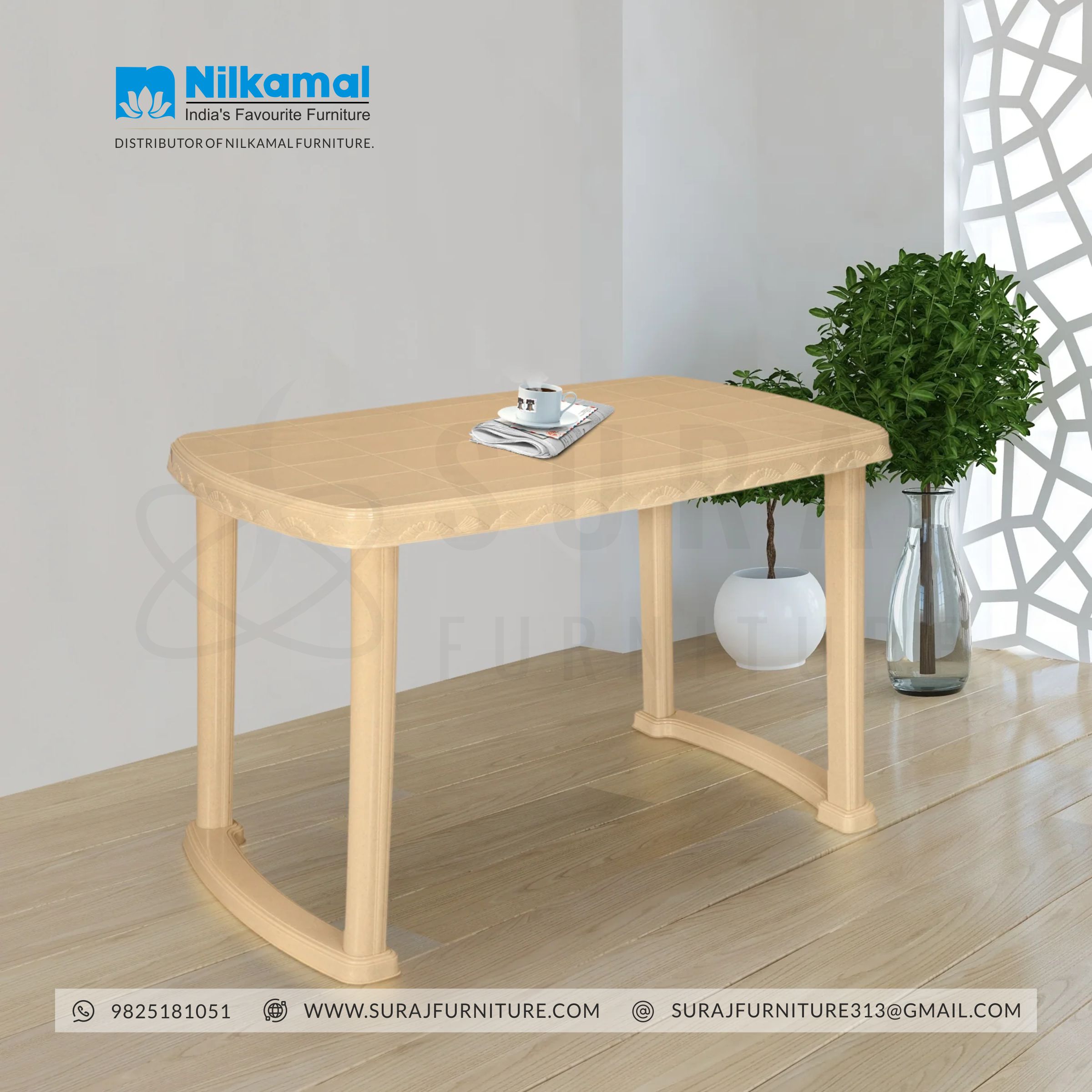 Nilkamal Shahenshah Dining Table Marble Beige